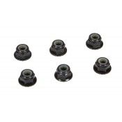 4mm Aluminum Serrated Lock Nuts, Black (6) by TLR
