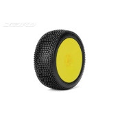 BLOCK IN:1/8Buggy/Dish/Yellow Rim/Ultra Soft/Glued MTD Tires (2) By Jetko