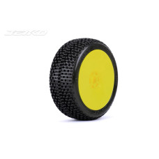 DIRT SLINGER:1/8Buggy/Dish/Yellow Rim/Ultra Soft/Glued MTD Tires (2) By Jetko