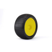 BLOCK IN:1/8Truggy/Dish/Yellow Rim/Super Soft/Glued MTD Tires (2) by Jetko SRP $63.82