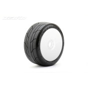 1/8 Buggy EX-SUPER SONIC/Dish LW/White/Medium Soft/Glued/Belted MTD Tires (2) by Jetko SRP $65.21